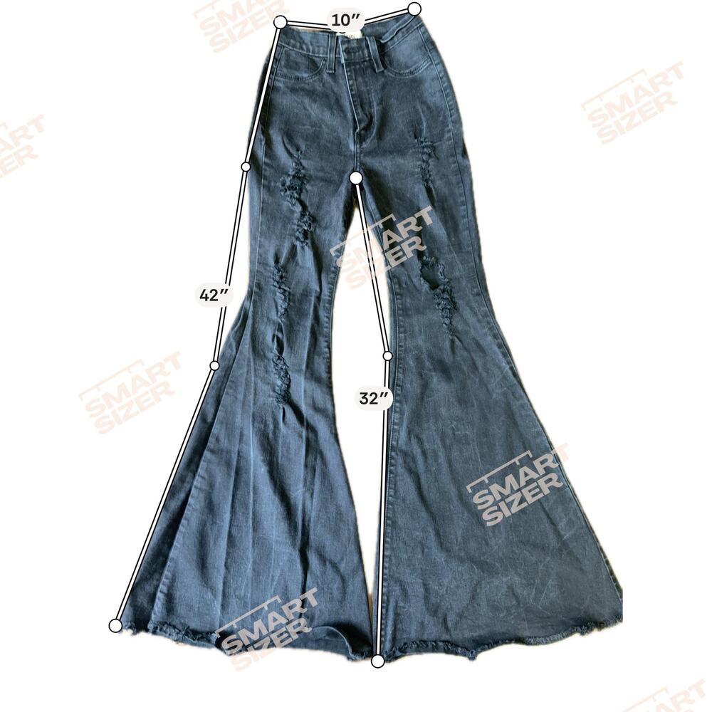 Vibrant M.I.U. made in USA blk distressed ultra flared Bell bottom womens size 3